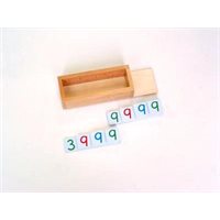 Boîte en bois avec couvercle pour petites cartes numérotées en plastique
