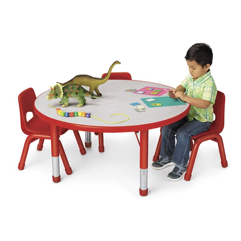 Table ronde ajustable Kids Colours™ basse de 42 po - rouge