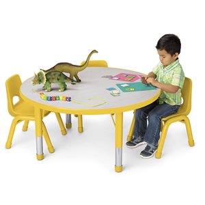 Table ronde ajustable Kids Colours™ basse de 42 po - Jaune