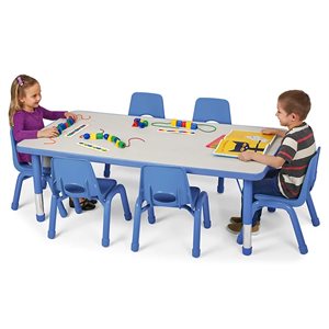 Low 30" X 48" Kids Colours™ Adjustable Rectangular Table - Blue