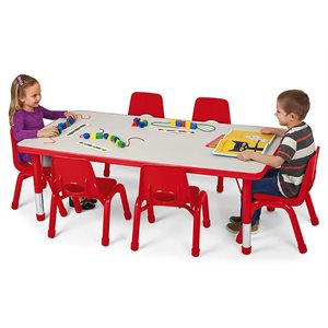 Low 30" X 48" Kids Colours™ Adjustable Rectangular Table - Red