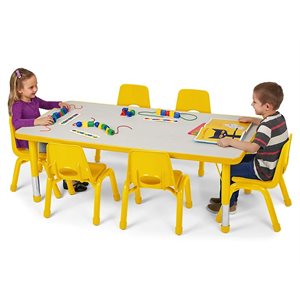 Table rectangulaire réglable Kids Colours™ 30" X 78" - Jaune