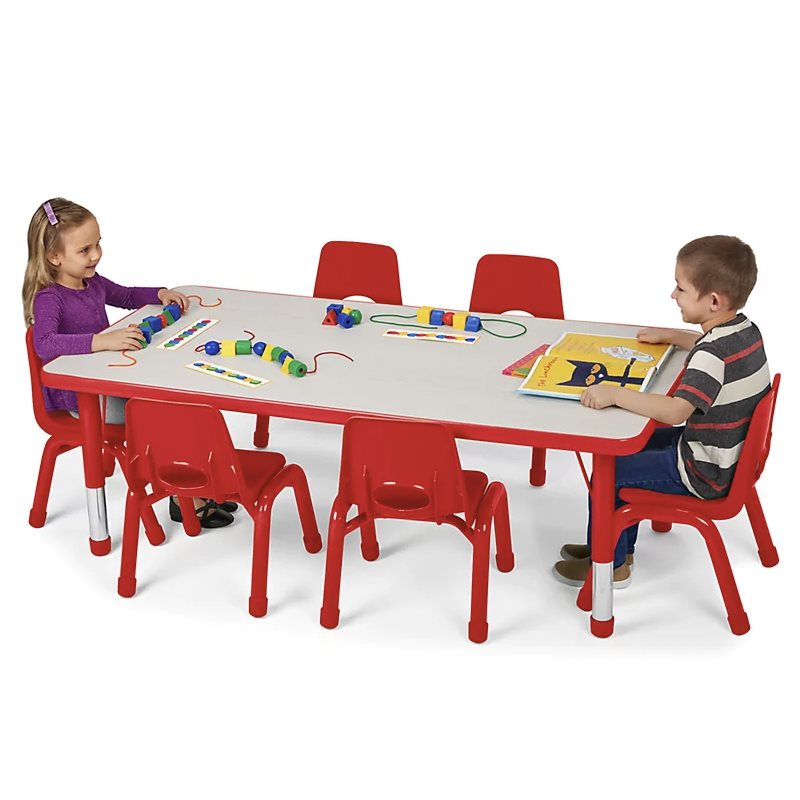 Low 30" X 78" Kids Colours™ Adjustable Rectangular Tables - Red