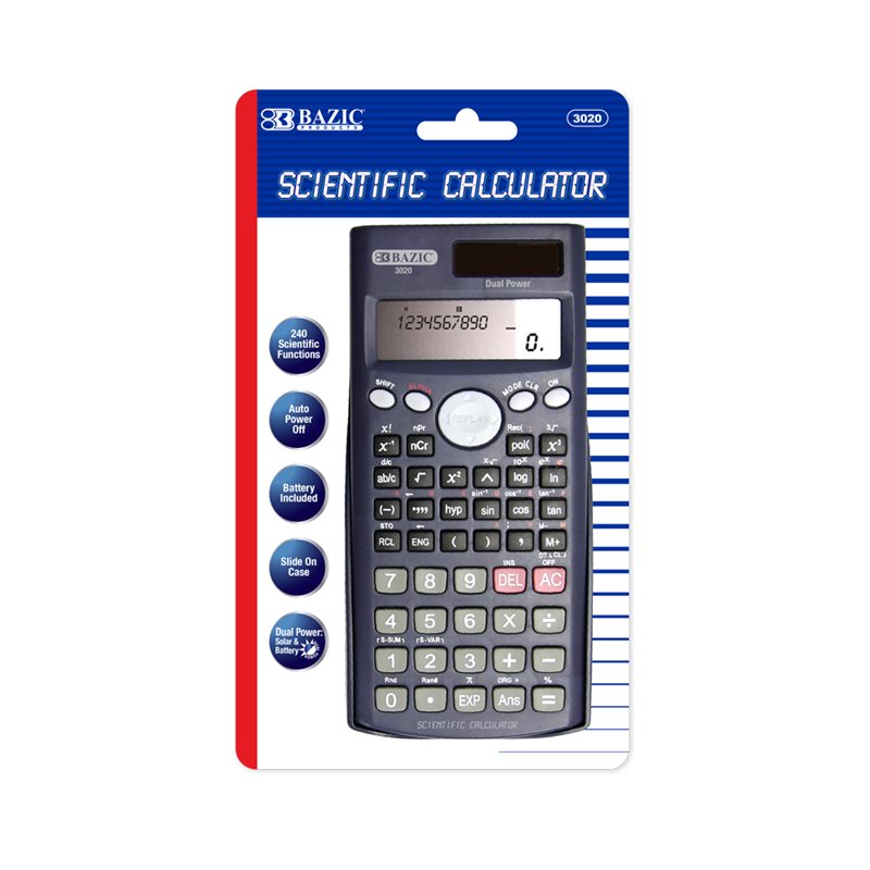 BAZIC 240 Function Scientific Calculator with Slide-On Case