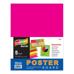 Multi Colour Fluorescent Poster Board - 11" X 14" - Pack of 5