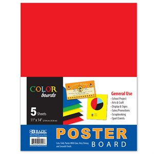 Multi Colour Poster Board - 11" X 14"  - Pack of 5