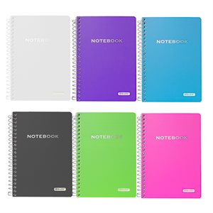 Notebook Spiral Poly Cover 5" X 7" - Assorted Colours