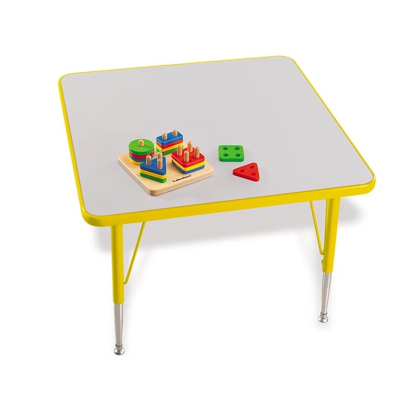 Low 30" X 30" Rainbow Adjustable Square Table - Yellow