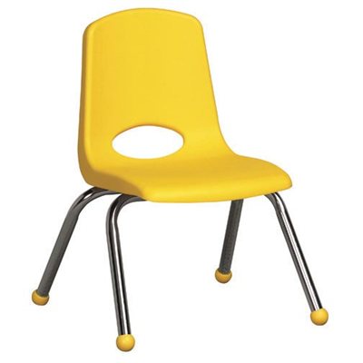  12" Classroom Stack Chair - Chrome Leg & Ball Glide - Yellow
