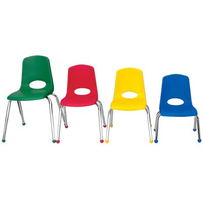  16" Classroom Stack Chair - Chrome Leg & Ball Glide - Red