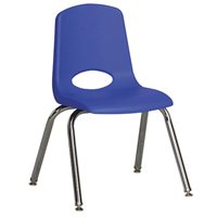 Chaise d'école classique empilable de 16 po - Bleu