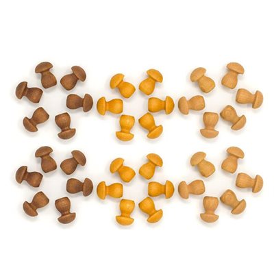 Wood Mandala Mini Mushrooms - 36 Pieces
