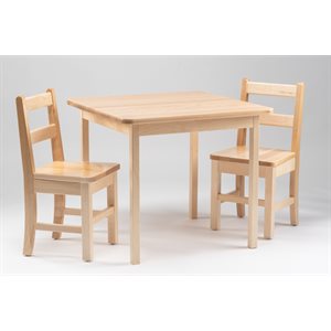 Square Table - 24" x 24" x 20"H Hardwood Table with 2 x 12"H Chairs