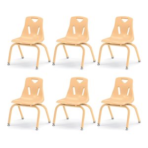  Set of 6 Berries Stacking Chairs with Powder - Coated Legs - 12"H - Camel