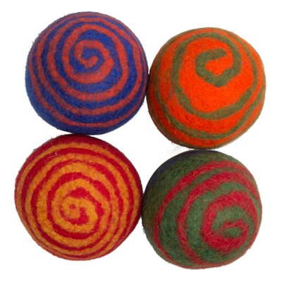 Boules de laine en spirale - lot de 4