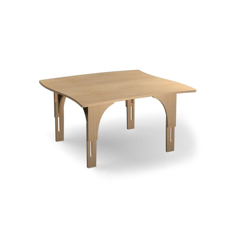 Natural Pod™ Reach Table - Curved Sides - Adjustable Legs - Fusion Maple - 48" W x 48" D
