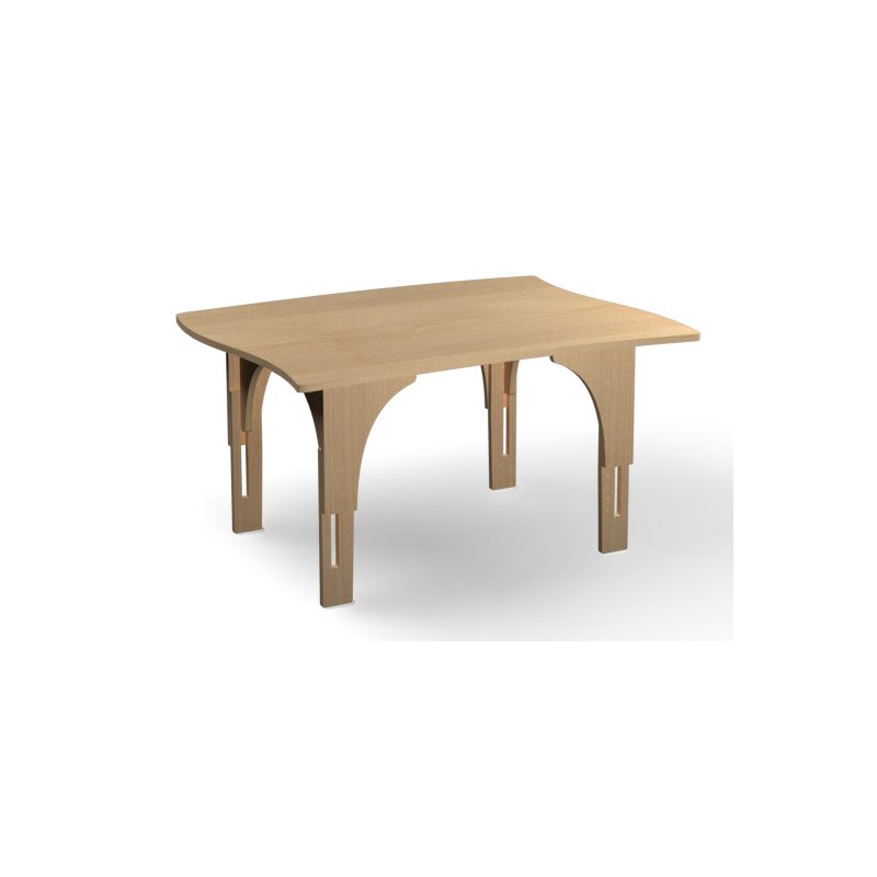 Natural Pod™ Reach Table - Curved Sides - Adjustable Legs - Fusion Maple - 48" W x 36" D