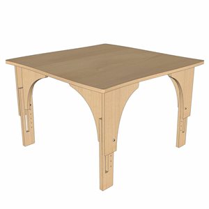 Natural Pod™ Reach - Table - Curved Sides - Adjustable Leg in Fusion Maple - 36 ''W x 36 ''D - Medium Legs