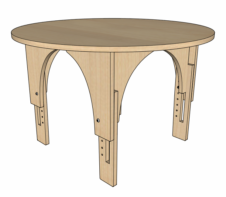 Natural Pod™ Reach - Table - Circular - Adjustable Leg in Fusion Maple - 36" DIA x - Medium Legs