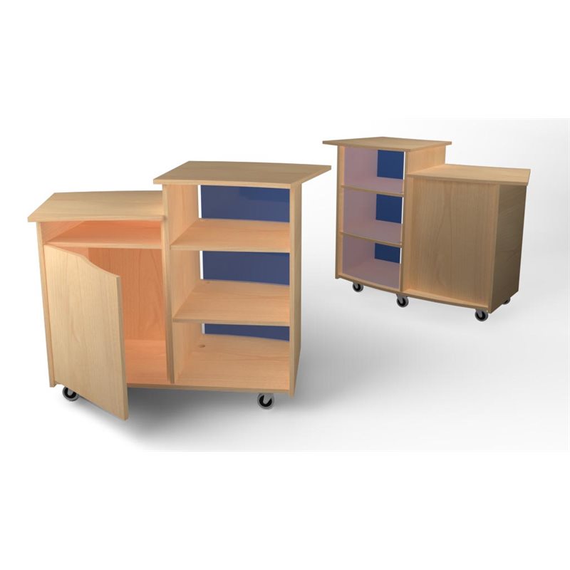 Natural Pod™ Guide - Educators Desk - with 2 Open Shelves and Cabinet Door - with casters - 43"W x 20"D x 42"H