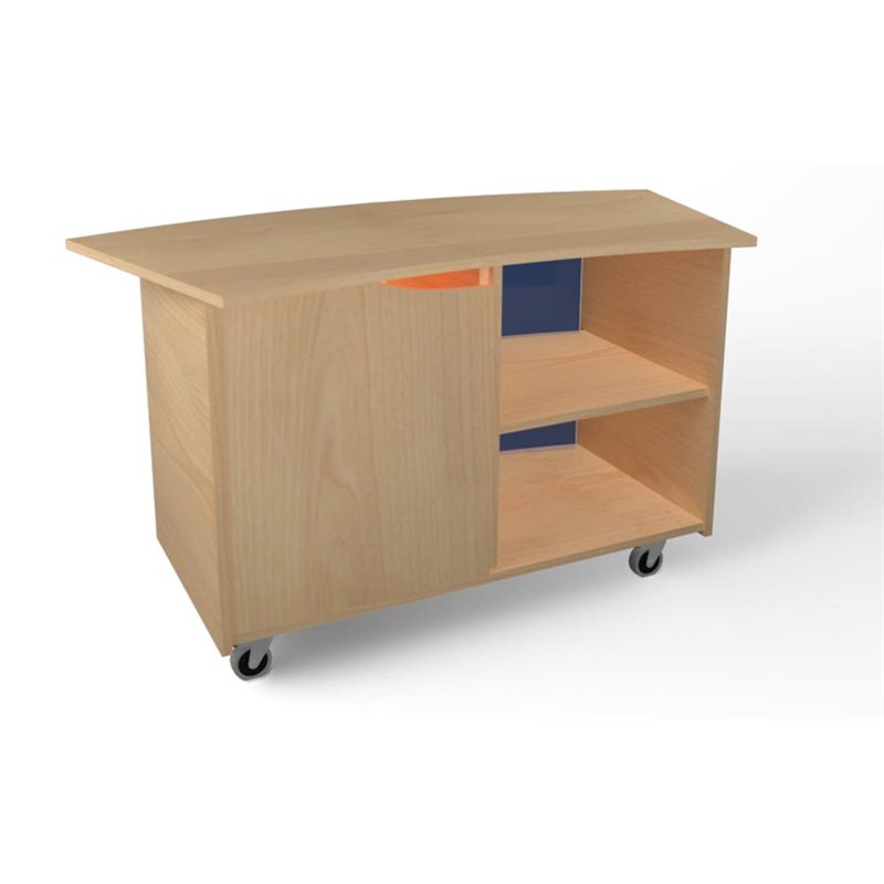 Natural Pod™ Guide - Educators Desk - with 2 Open Shelves and Cabinet Door - with casters - 43"W x 20"D x 31"H