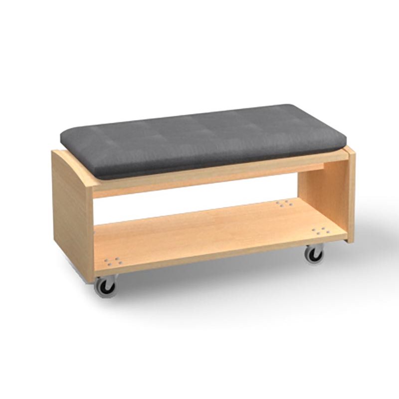Natural Pod™ Evergreen Shelf / Seat-15 Series-Straight with Casters and Charcoal Cushion 32" W x 15"D x 14"H 
