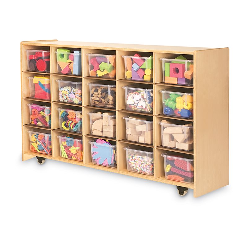 Mobile Cubby Storage Unit With 20 Trays