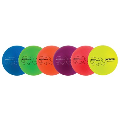 Rhino Skin Dodgeball Set- Low Bounce, 6" Neon Rainbow