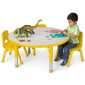 Table ronde ajustable Kids Colours™ de 42 po - Jaune