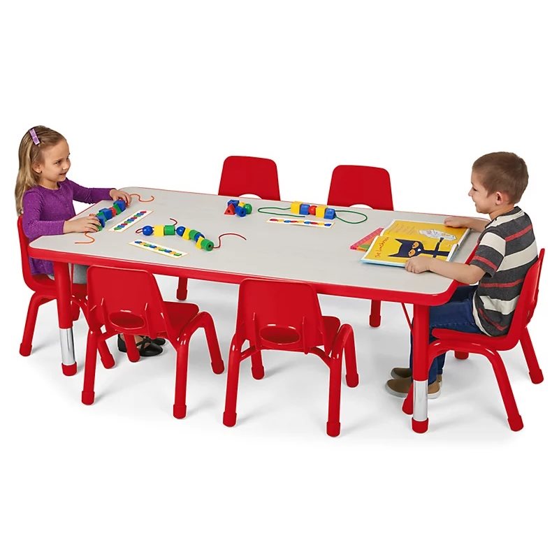 Low 30" X 36" Kids Colours™ Adjustable Rectangular Table - Red