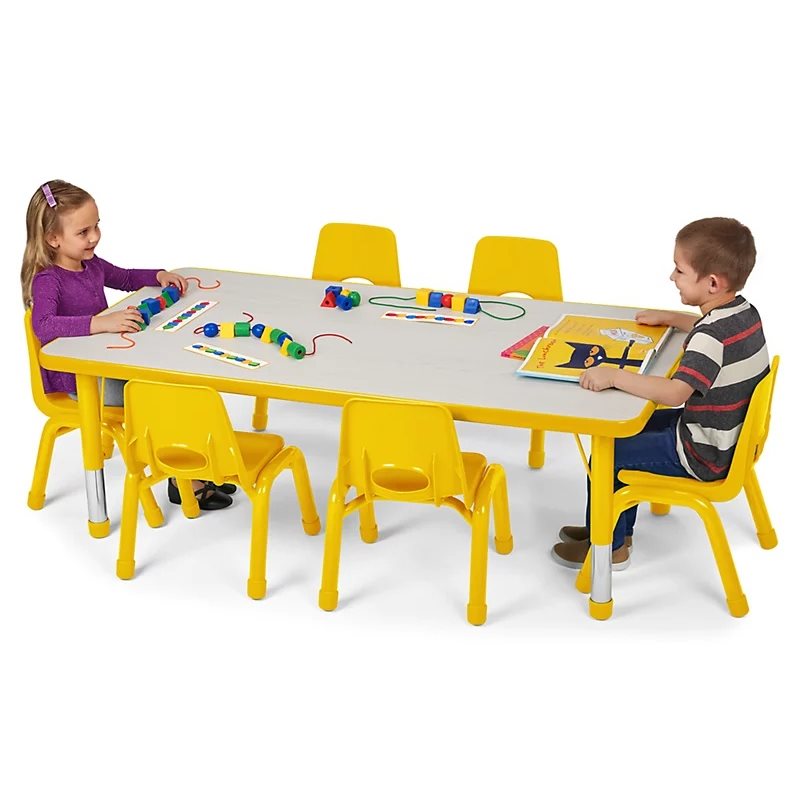 Low 30" X 36" Kids Colours™ Adjustable Rectangular Table - Yellow