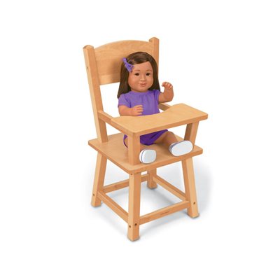 Chaise haute de poupée en bois dur