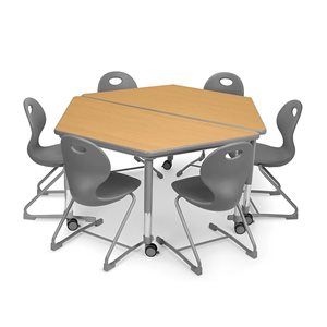 Flex-Space Ergo Chair Trapezoid Table Zone-Grey